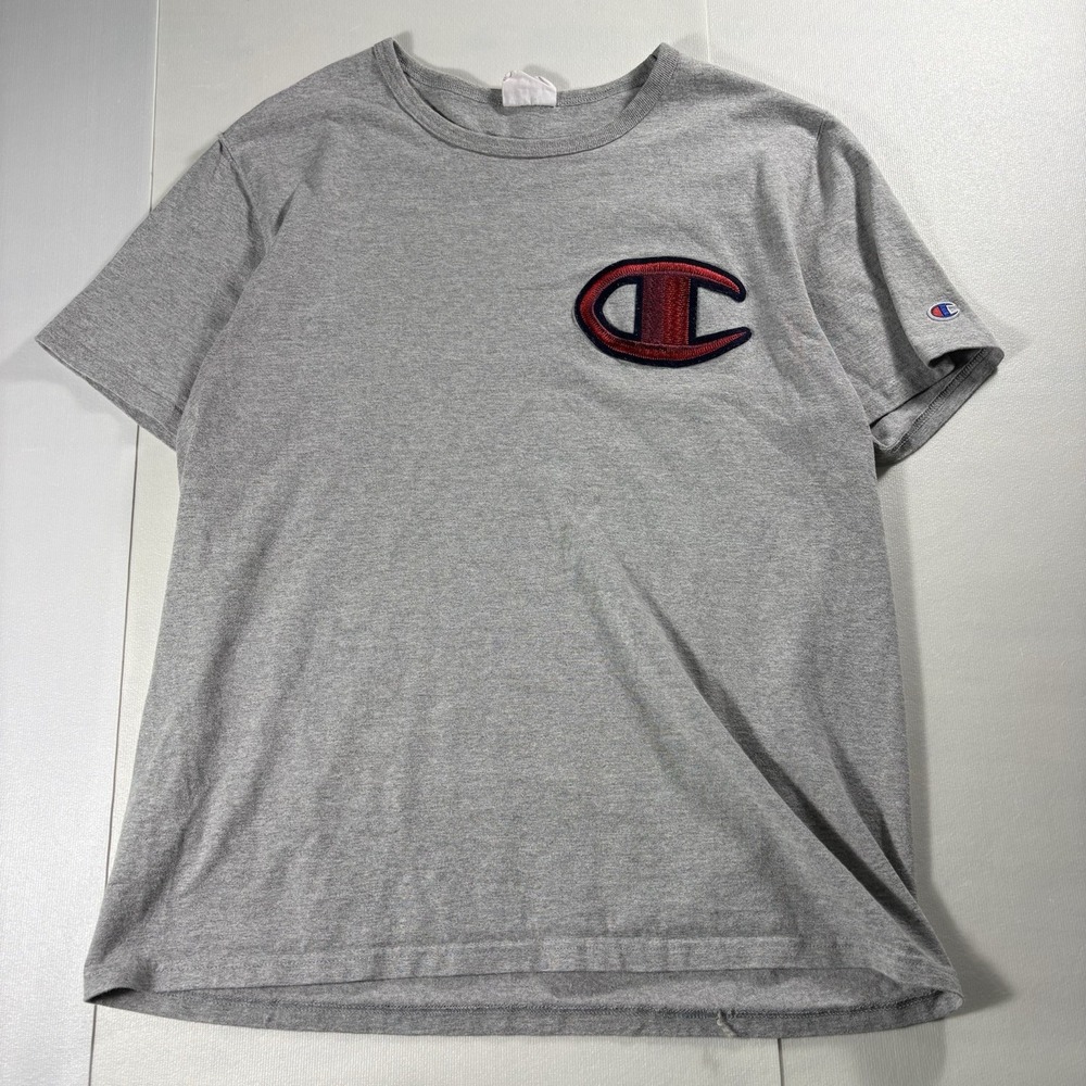 Champion Heritage Big C Patch Logo T-Shirt Gray Adult Large USA Vintage